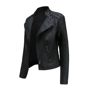 Chaqueta de lana con cremallera clásica de motociclista personalizada para hombre con cuello vuelto abierto piel de oveja nueva condición - Product Image 2