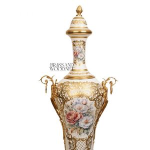 Vintage Decorative <b>Vase</b> with Floral Art and <b>Gold</b> Accents Classic Porcelain Style Home Decor Piece - Product Image 3