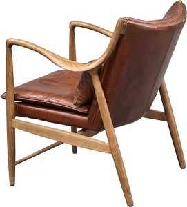 เก้าอี้แอนเดอร์สัน แอคเซนท์ ทำจากโครงไม้สักแท้และเบาะหนังสังเคราะห์เคลือบสีน้ำตาลเงา - Product Image 3