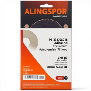 Bandes abrasives adhésives KLINGSPOR PS 33 CK GLS 18, grain 80, corindon, pour peinture/vernis/colle - Bois, 8 trous, paquet de 100 - Product Image 3