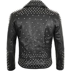 Chaqueta de Cuero Estilo Punk Otoñal, Piel de Oveja Genuina, Reversible, con Cierre, Impermeable - Product Image 4