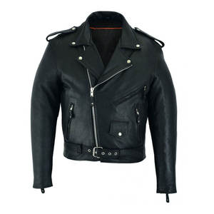 Chaqueta de Cuero para Hombre con Diseño de Acabado Liso - Product Image 1