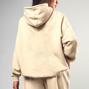 Sweat-shirt d'entraînement athlétique pour femmes, style européen transfrontalier, épaules tombantes, couture sur le capuchon, OEM - Product Image 2