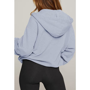 Sudadera con capucha y cremallera de cuarto de invierno, ropa deportiva para gimnasio, chándal para mujer, diseño personalizado, 100% algodón, transpirable, a prueba de viento - Product Image 4