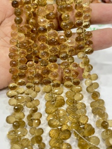 Natural Honey Quartz Faceted Briolette Teardrops 8 Inch Strand Size 5 7mm Approx Yellow <b>Cushion</b> Cut Gemstone Beads Manufacturer - Product Image 6