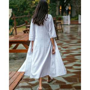 Vestido de lunares de alta calidad, elegante, vintage, casual, estilo americano y europeo, para fiesta, talla XL, transpirable, con aberturas, forro elegante. - Product Image 2
