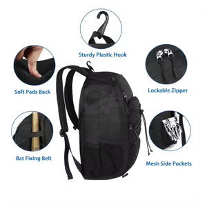 Sacs de chauve-souris noirs personnalisés Kit de baseball sportif Sacs à dos avec crochet de clôture Tenir Sac de chauve-souris de softball avec chaussures - Product Image 6