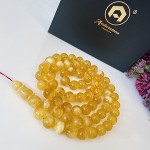 Misbaha en ambre de la Baltique, 66 perles rondes, ambre naturel, prière islamique - Product Image 2