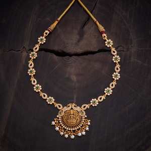 Silver Temple <b>Necklace</b> 165781 Trendy Religious Style with Diamond and Pearl for Weddings Engagements Number Pattern Chains - Product Image 1