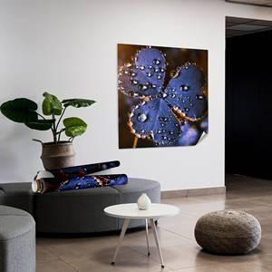 Tableau imprimé sur toile élégant : Décoration murale moderne en verre avec motif de fleurs et de gouttes d'eau, toile roulée 1P - Product Image 1