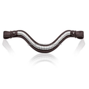 Productos ecuestres hechos en la India, cubierta de latón, banda decorativa para cejas de caballo de cuero con forma de onda con extremos de bucle a presión personalizados - Product Image 1