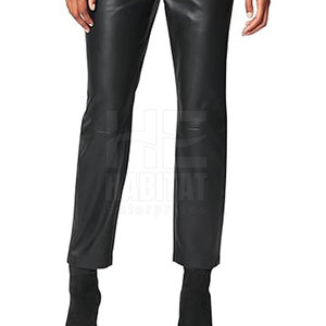 Pantalones de Cuero Clásicos para Mujer, Negros, de Alta Calidad, Cuero Suave, Cómodos para Uso Diario - Product Image 4
