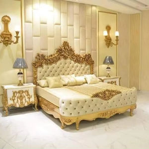 Cama con Pie de Cama, Estructura de Cama King Size de Madera Maciza Hecha a Mano, Muebles de Dormitorio de Madera de Lujo Tallados de Primera Calidad - Product Image 2