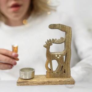 Portavelas de Metal pequeño con forma de Animal de madera único Nuevos artículos para decoraciones navideñas MOQ 100PCs - Product Image 1