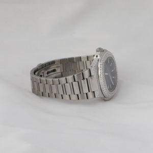 Reloj de pulsera de diamante Moissanite para Unisex con esfera azul oscuro numérico reloj de diseño loco de mano personalizado de lujo solo reloj con bisel - Product Image 5