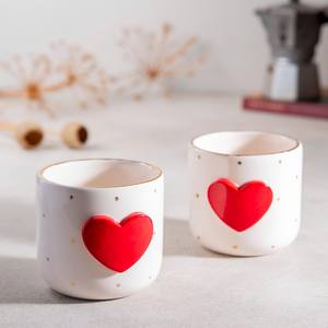 Venta al por mayor Taza de cerámica con corazón rojo texturizado sublimación espacios en blanco logotipo personalizado impreso taza de café nueva llegada - Product Image 1