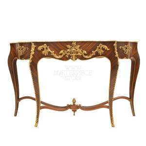 Table console classique de luxe avec plateau en marbre et détails en laiton orné - Product Image 2