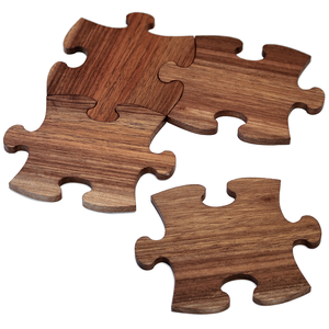Posavasos de rompecabezas de madera Posavasos de bebida grabado de madera natural Artesanía Producto de diseño superior - Product Image 5