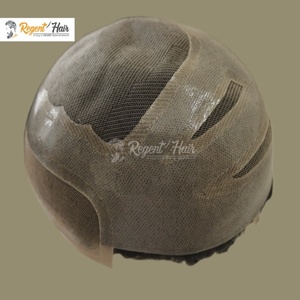 Premium EU Stock 100% Indian Hair Toupee para hombres Trama atada a mano en onda natural y estilo recto - Product Image 5