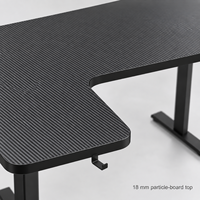 Bureau debout électrique RGB noir en forme de L avec trois préréglages de mémoire et retour à gauche pour le travail informatique à domicile