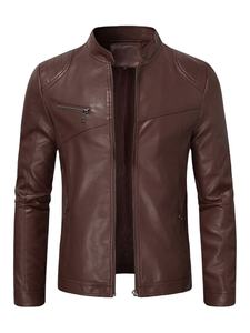 Custom High Quality Casual Fashion <b>Biker</b> <b>Jacket</b> Genuine Leather Classic Style Stand Collar Breathable Winter Satin 4XL - Product Image 6