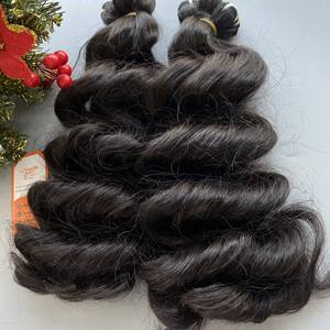 <b>Water</b> Wavy Curly Weft Hair Extensions Remy Vietnamese 100% Human Hair Double Drawn Raw Unprocessed Virgin Natural Black Hair - Product Image 2