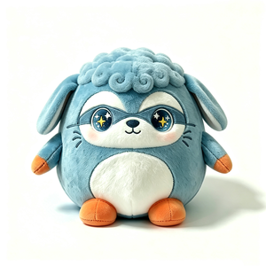 Peluche mouton bleu personnalisée, peluche mouton masqué de super-héros, jouet en peluche rond et moelleux, coussin en peluche mouton mignon - Product Image 1