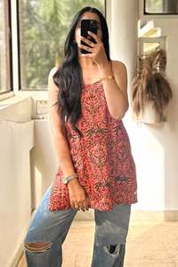 Western femmes tendance court indien Kurti Kurta main bloc court Kurta Kurtis pour les femmes robe pour la fête portant pour les femmes dames - Product Image 2