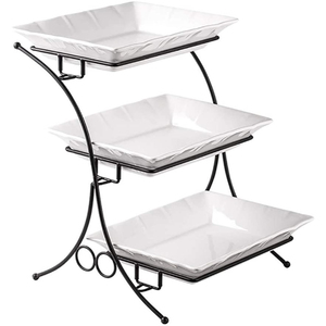 Three Tier Iron Metal Plate Rack Black Finished Perfect For Kitchenware <b>Tabletop</b> Standing Multifunction Plate <b>Storage</b> Holder - Product Image 3