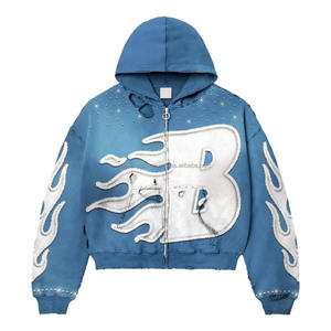 Stylish Embroidered Digital Printed Sun-Faded Vintage Hoodie Soft Fleece 100% Cotton Oversized Zipper-Up for Cozy Winter Comfort - Product Image 2