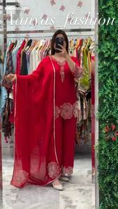 Nuevo Conjunto de Moda, Diseño de Alta Costura, Rangoli con Cuentas, Top Plazzo y Dupatta para la Temporada de Bodas, Moda Femenina - Product Image 4