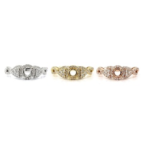 Bijoux fins sur mesure Logo laser personnalisé de qualité supérieure or rose 14 carats véritable diamant semi-monté bague de fiançailles de mariage pour les femmes - Product Image 4