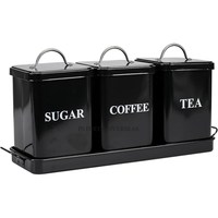 Poudre de couleur noire enduite de qualité supérieure métal fait sucre grains de café et feuille de thé stockage pots en étain accessoires de cuisine
