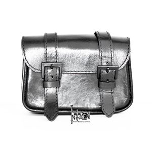 Bolso Medieval de Cuero Negro con Doble Correa, Bolso de Cintura de Cuero Genuino para LARP, Vikingos, Renacimiento y Disfraces de Reenactación - Product Image 1