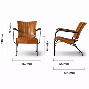 Sillón Industrial Antiguo Hecho a Mano con Cuero de Búfalo Atelier Brun |   Sillón Acolchado de Espuma para Sala de Estar o Restaurante |   Hierro - Product Image 4