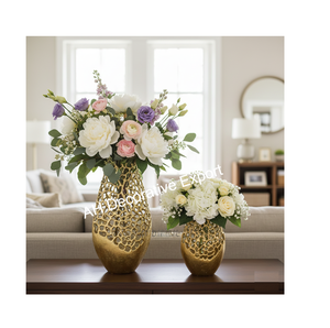 แจกันดอกไม้สแตนเลสเคลือบทองหรูหรา สำหรับตกแต่งบ้าน สำนักงาน ระเบียง และสวน - Product Image 1