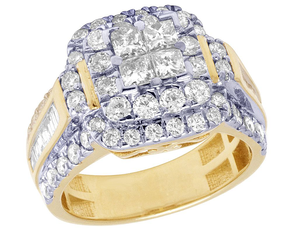 Plaqué or jaune S925 argent Moissanite princesse, baguette et diamant rond Halo Double Halo bague bijoux - Product Image 2