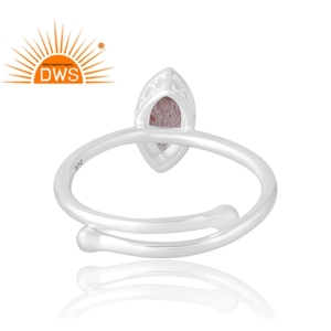 Última venta 925 anillo de piedras preciosas de cuarzo de fresa Natural de plata esterlina joyería personalizada para mujeres regalo para ella - Product Image 2
