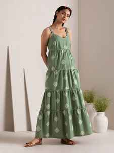 เดรสแม็กซี่ยาวลำลองสำหรับผู้หญิง, เดรสคอวีปักลายลูกไม้โบว์วัสดุผ้าฝ้ายซาตินซักได้สำหรับฤดูใบไม้ผลิ - Product Image 6