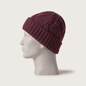 Gorro Unisex de Punto Trenzado Color Granate, Gorro de Invierno de Color Sólido, 100% Acrílico, Estilo Casual para Adultos, Medida por Circunferencia de Cabeza - Product Image 2
