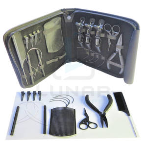 Kit d'outils pour Extension de cheveux, attaché à la main avec une aiguille, pince professionnelle pour Extension de cheveux et perles avec pochette en cuir - Product Image 1
