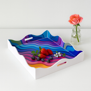 ถาดงานฝีมือเคลือบเงาคุณภาพสูง เป็นมิตรกับสิ่งแวดล้อม ศิลปะพื้นบ้านเวียดนาม งานฝีมือตกแต่ง ผลิตตามสั่ง ส่งออกทั่วโลก - Product Image 4