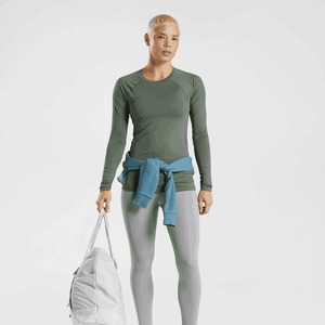 เสื้อรัดรูปแขนยาวสำหรับผู้หญิงเสื้อยืดสำหรับวิ่งเล่นกีฬาโยคะผ้าฝ้ายคอกลมระบายอากาศสำหรับ100% ออกแบบโลโก้ได้ตามต้องการ - Product Image 3