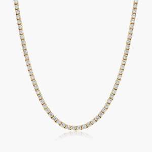 Cadena de tenis de diamante moissanita de corte redondo de 3,00mm, joyería ostentosa helada, Collar chapado en oro/plata de 10K para cumpleaños, bodas - Product Image 5