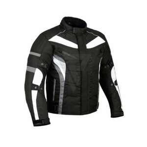 Chaqueta de cuero de carreras de alta calidad al por mayor armadura protectora para montar en motocicleta negro blanco rojo tiras ropa deportiva - Product Image 1