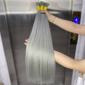 Vente en gros Cheveux argentés longs, lisses et raides à double tirage en vrac Extensions de cheveux humains vietnamiens - Product Image 4
