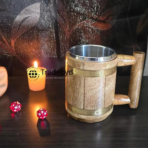 Taza de madera lisa y ancha diseñada para los amantes del té, fanáticos del café y bebedores de bienestar, hecha a mano con materiales ecológicos seguros por Tradebyd - Product Image 1