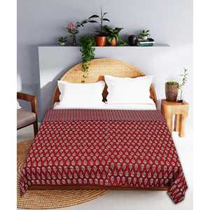 Maroon Floral Print 240 TC Cotton Double <b>Bed</b> Dohar SHKR1020 <b>Comforter</b> - Product Image 4