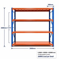 Scaffalatura in Acciaio Resistente 2000x500x600mm con Rivestimento in Polvere Ecologico, Facile da Installare per Magazzini