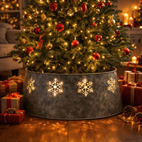 Großer Metall-Weihnachtsbaumkragen, dekorativer Stahlsockel, rustikaler Weihnachtsbaum-Untersetzer, Ständerring für natürliche und künstliche Bäume